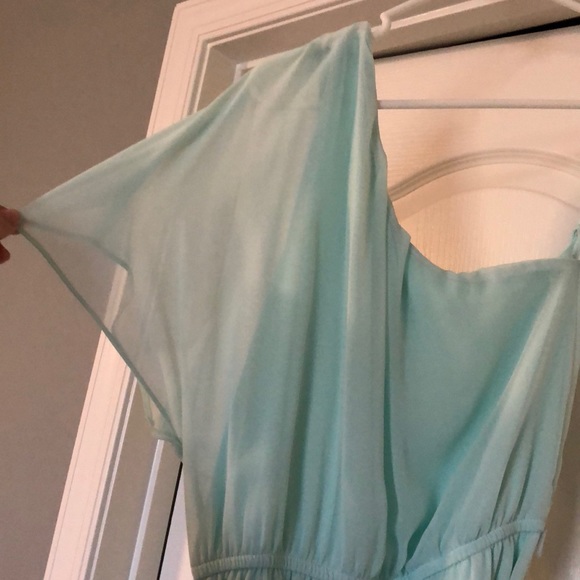 Seafoam green one shoulder cocktail dress - Picture 2 of 2